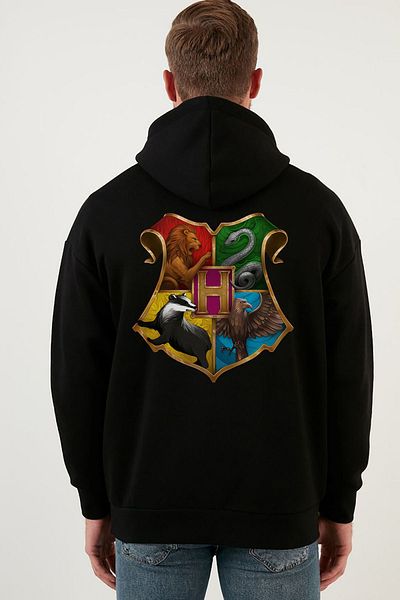 Butik Harry Poter Ravenclaw Printed Two Thread Oversize Hooded Unisex Kangaroo Pocket Sweatshirt