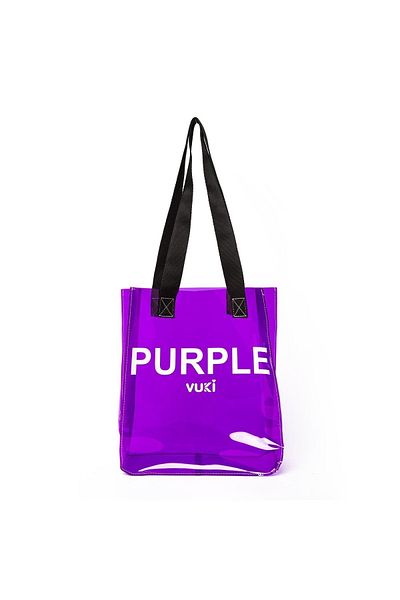 VUKİ Colorful Transparent Design Dress and Beach Bag