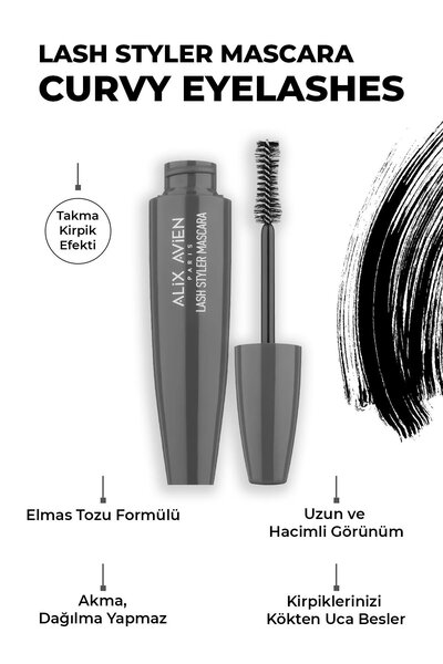 Alix Avien Lash Styler Mascara-Takma Kirpik Etkisi-Hacimli ve Kusursuz Kıvrım...