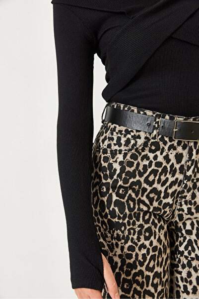 Bianco Lucci Kadın Çapraz Bantlı Parmak Geçirmeli Madonna Yaka Bluz 60261056