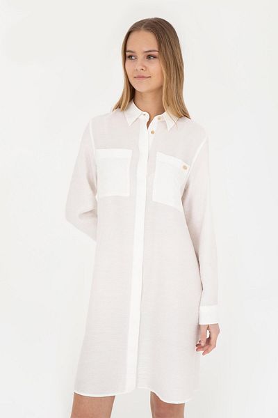 U.S. Polo Assn. Women's Ecru Polo Neck Woven Dress 1864246