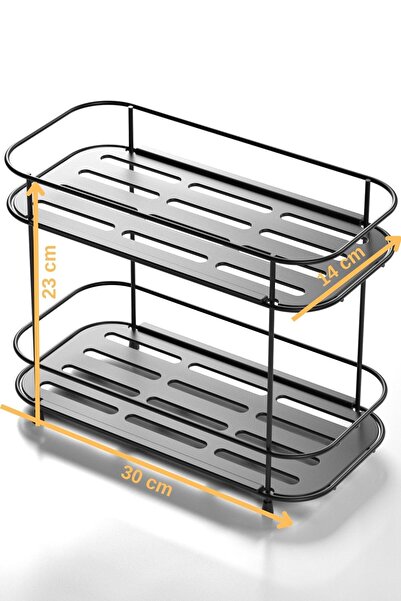 Tekno-tel Teknotel 2-Tier Bathroom and Kitchen Organizer Cozyifik Accessory - Standi Matte Black Eg222