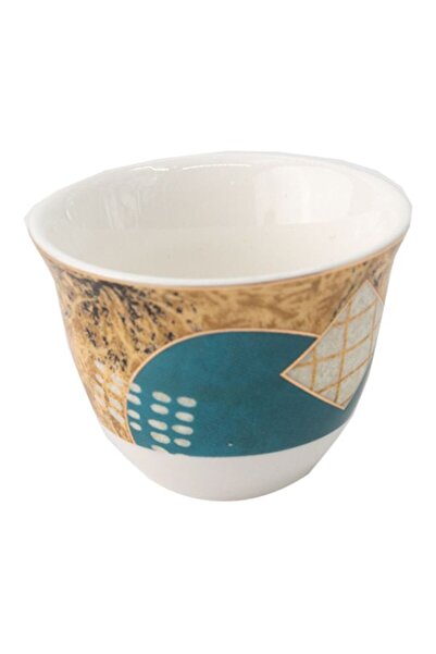 Dania طقم فناجين قهوة عربية مطبوعة مكون من 12 قطعة متعدد الألوان 80 مل