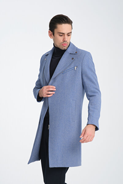 Frappoli Palton lung pentru bărbați, cu fermoar, țesătură din spate de pește