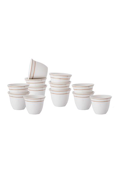 Dania A Set Of 12-Piece Porcelain Arabic Coffee Cups With Golden Font