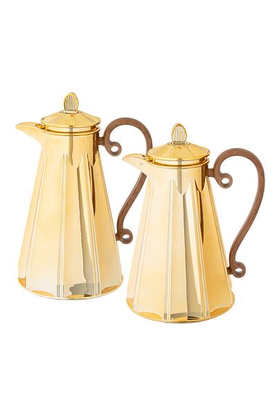 Dania Golden thermos set with wooden handle, 2 pieces
