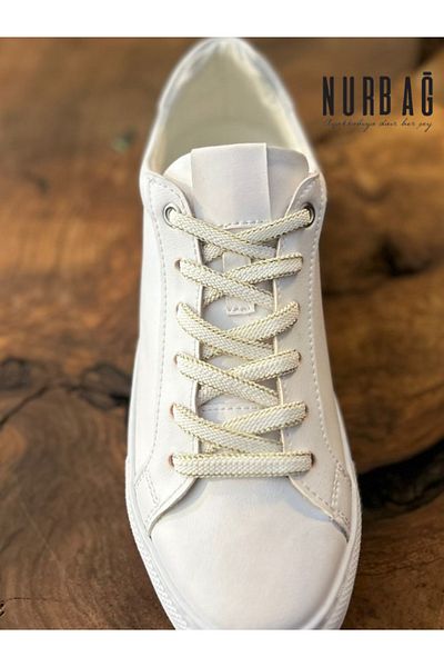 NURBAĞ DOKUMA Sneakers White Gold Lacing 100 Cm 1 Pair Bs98