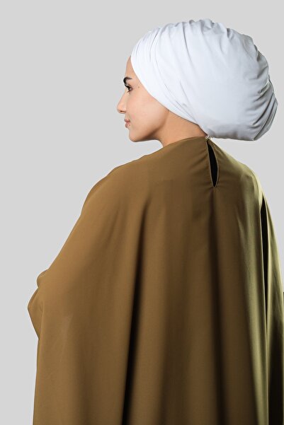 HÜRREM BONE Λευκό ντραπέ Casual Hijab Bonnet Sandy Gathered 2315_42
