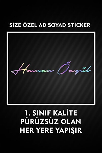 3M Size Özel Ad Soyad İmza 20x3 Cm / İmza Etiket / Araç Sticker / Motor Sticker 1 adet