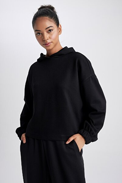 DeFacto Fit Oversize Geniş Kalıp Kapüşonlu Sporcu Basic Düz Sweatshirt Z6693az23au