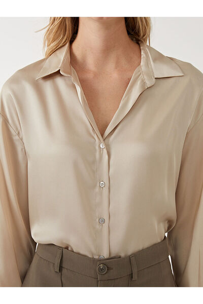 LC Waikiki LCWK Oversize Saten Kadın Gömlek