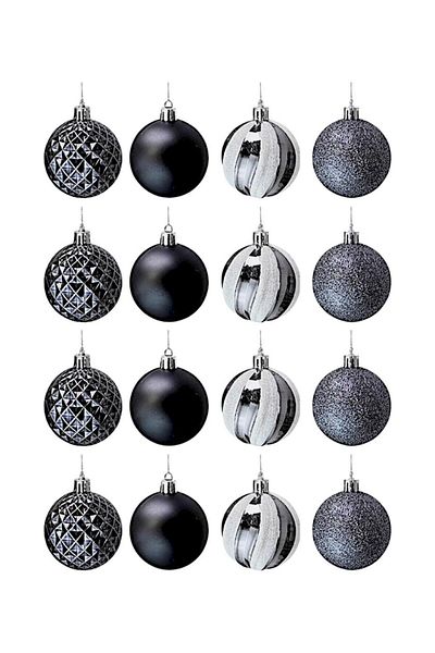 Parti Adresi Christmas Decorations - Pine Tree Ball, Black-Gray 6 Cm, Box of 16