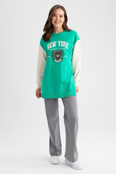 DeFacto University Printed Relax Fit Crew Neck Sweatshirt Tunik Z2073Az23Sp