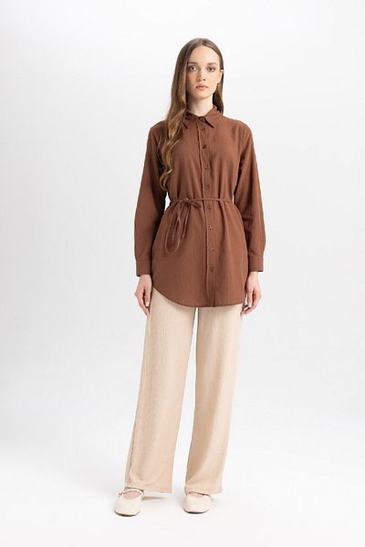 DeFacto Regular Fit Poplin Basic ίσιο μακρυμάνικο πουκάμισο τουνίκ D4160ax24au