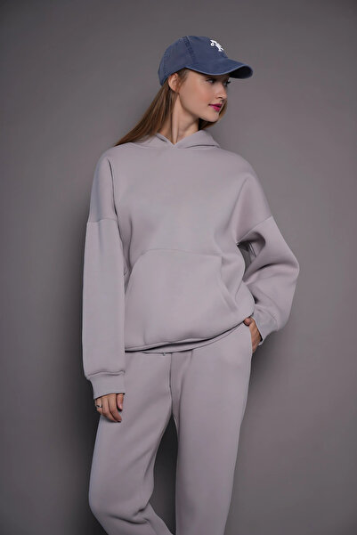 CMZ COLLECTİON Set de trening de iarnă supradimensionat pentru femei, cu glug...