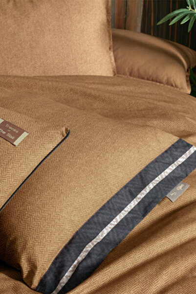 Sarev Комплект двоен плик за завивка от 100% памучен поплин в цвят глинесто кафяво