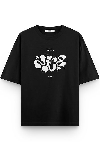 Overoz Μπλουζάκι Unisex Μαύρο Oversize εμπριμέ - 1268