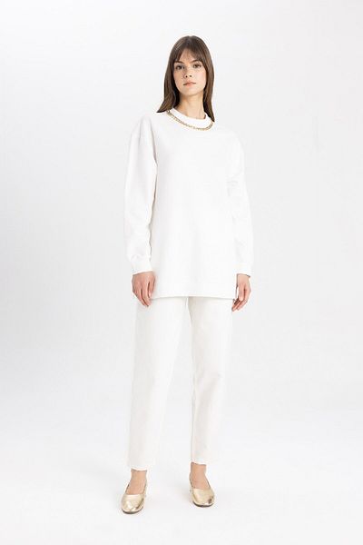 DeFacto Regular Fit Chain Detail Crew Neck Sweatshirt Tunic C5879Ax24Sp