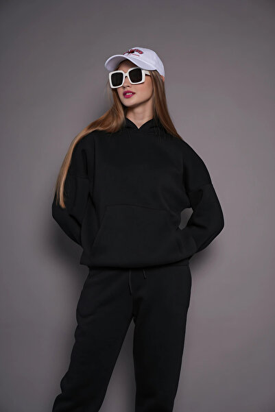 CMZ COLLECTİON Γυναικείο σετ φόρμας oversize χειμερινό με 3 κλωστές και τσέπε...