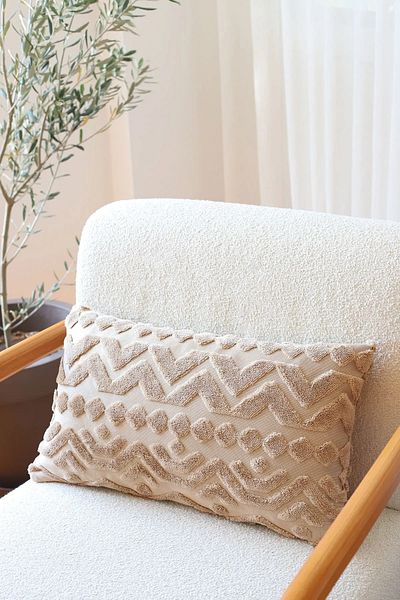 HAMUR غطاء وسادة مزخرف مستطيل الشكل بتصميم بوهيمي بتصميم مخصص من Letta Natural