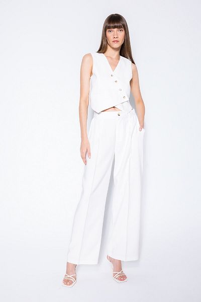 DeFacto Regular Fit Blazer Vest V Neck Cross Button White D4568Ax24Au