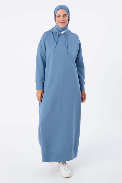 ALLDAY Rochie tricotată cu glugă albastră
