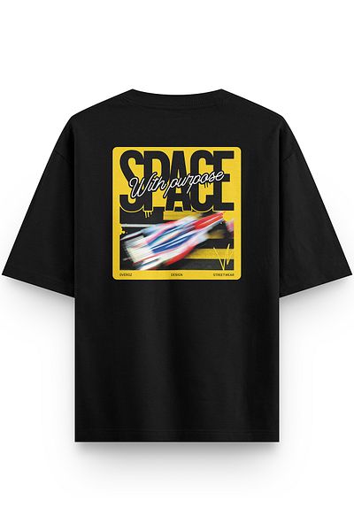 Overoz Μπλουζάκι Unisex Oversize - Μαύρο, Space F1 Back Print, Text - 1273