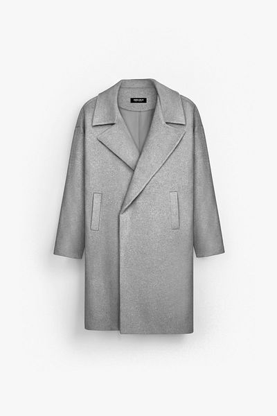 ablukaonline Γκρι ανδρικό παλτό Oversize Stamp