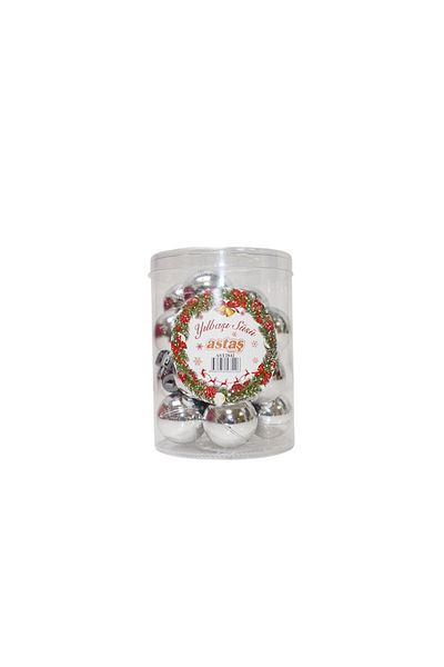 Parti Adresi Christmas Silver Pine Tree Decorations - Acetate Boxed, 3 cm 16Pcs