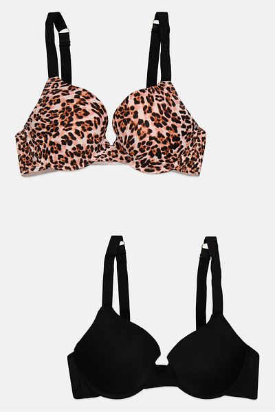 Bcbgeneration Women 2 Pieces Animal Print Padded Bra Set, Black
