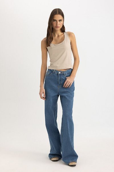 DeFacto Slim Fit Slim Fit U-Ausschnitt Basic Plain Tank Top C2622ax24sp