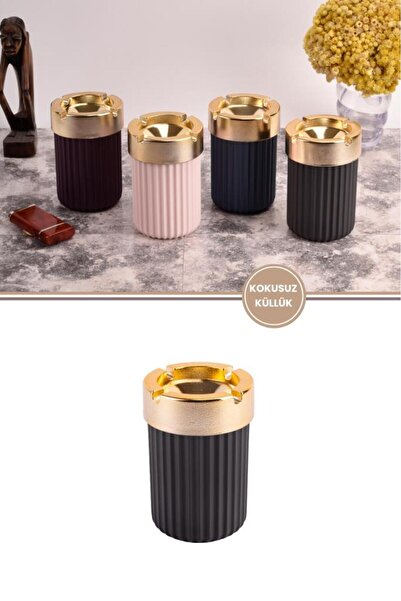 Genel Markalar Kokusuz Çizgili Gold Küllük, Dumansız Yuvarlak Küllük Plastik ...