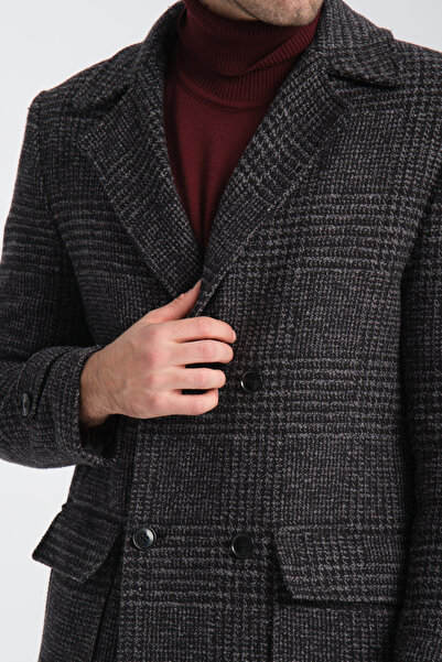 Frappoli Men's Thick Stamp Coat - Plaid Pattern, Regular Fit