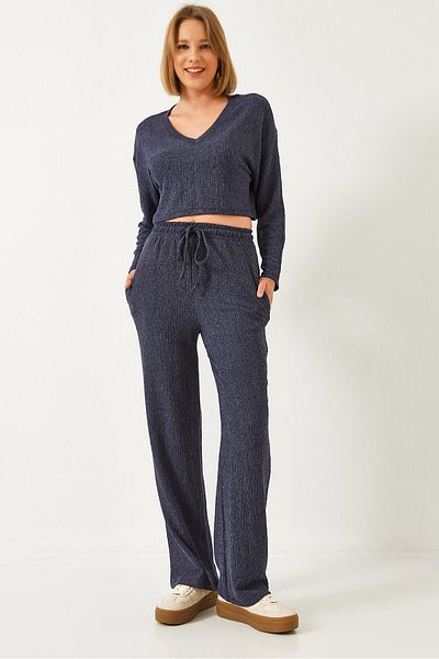 Bianco Lucci Damen-Set mit V-Ausschnitt und Unterteil 409 60351285