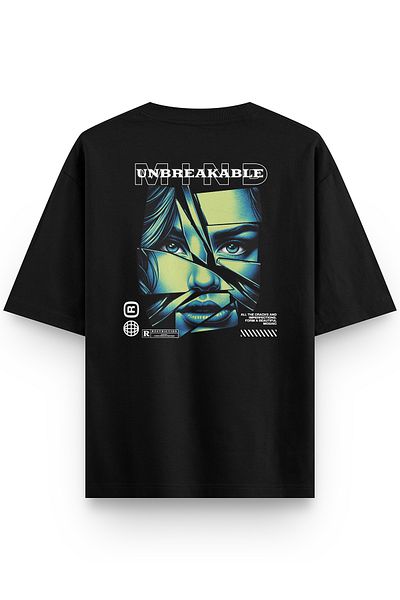 Overoz Μαύρο μπλουζάκι Oversize Mind Back Printed Oversize Written Unisex T-shirt 1263
