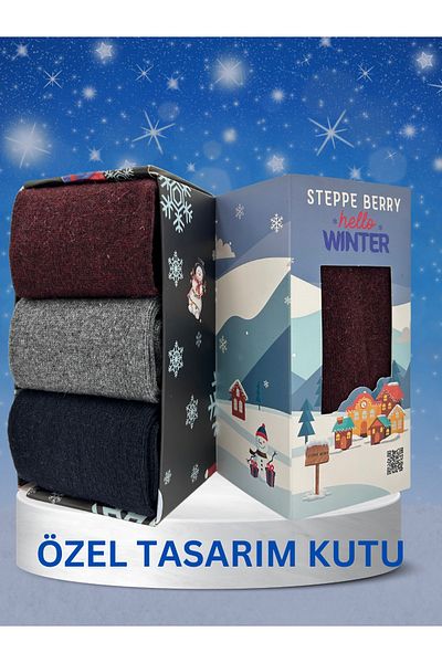 STEPPE BERRY Ανδρικές μάλλινες κάλτσες σε κουτί 3 συσκευασιών