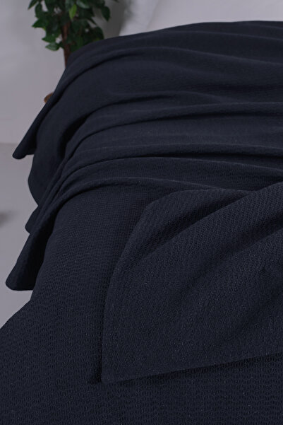 Evim Cotton Akel Navy Blue Multi-Purpose Bedspread Single - 160X230 cm