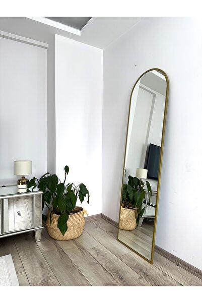 EFFE YAPI DEKOR Gold Metal Çerçeveli 180x60 Cm Demonte Ayaklı Boy Aynası