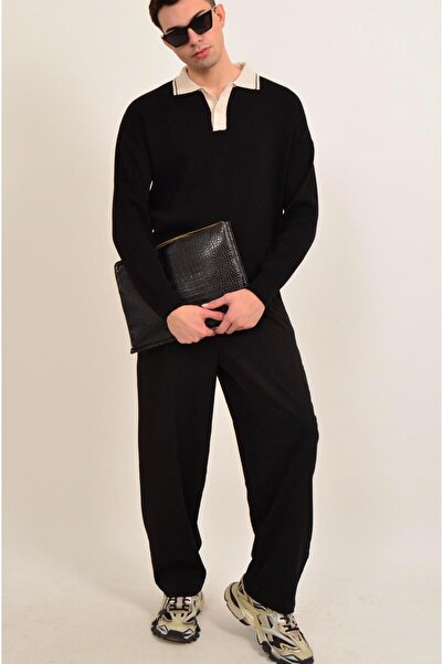 Figo Shirt Collar Two Buttons Sweater