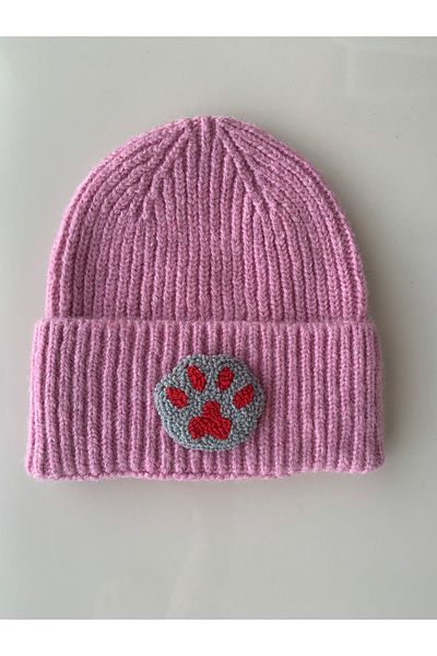 byebruketenci Pink Wool Beret Cat Dog Paw Animal Punch Christmas Gift