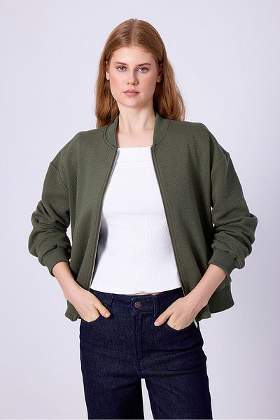 Masha Kate Houndstooth Patterned Bomber Jacket