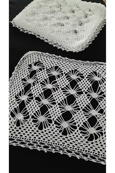 Papatyam 6 Lace Napkins - Hand Knitted Crochet, 25X22 Cm, Vintage Cotton Ip
