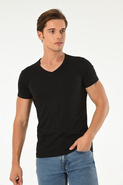 Mfö Life İç Giyim 6-Piece Combed Cotton Men's V-Neck Short Sleeve