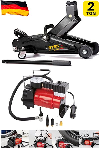 STAXX POWER 2 Ton Kapasiteli Timsah Arabalı Kriko ve  Çakmaklı Hava Kompresör...