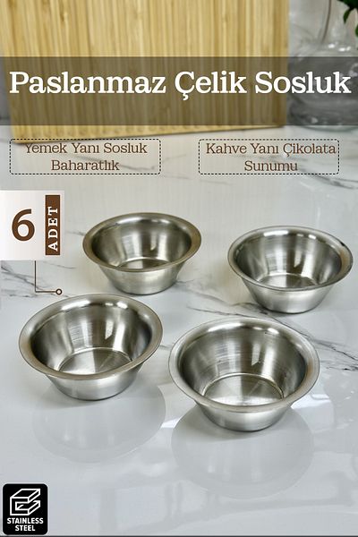 FİTHOME Coffee Color Stainless Steel Sauce Bowl Set - Side Presentation and Mayonnaise Spice Ketchup