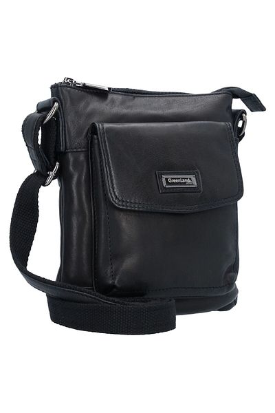 Greenland Nature Geanta de umar Nappa neagra piele 21 cm