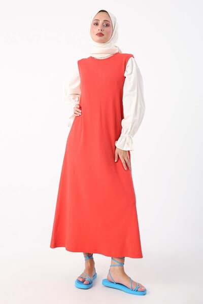 ALLDAY Haljina bez rukava od pamučnog samta u boji cveta nara