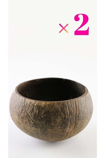 Kuru Yeşil Coconut Jumbo Bowl - Snack Bowl and Salad Cut - Coconut Bowl - Pack of 2