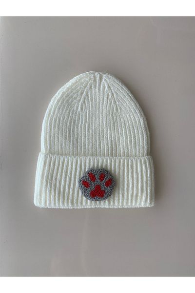 byebruketenci Cream Wool Beret Cat Dog Paw Animal Punch Christmas Gift