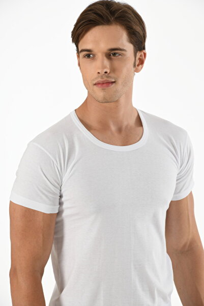 Mfö Life İç Giyim 6-Piece Combed Cotton Men's Crew Neck Short Sleeve